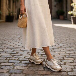 Madewell MWL Women’s Size 8M Colorblock Leather Suede Sneakers Leopard Heel